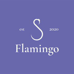 Flamingo logo design with simple minimalist line art style and modern.
