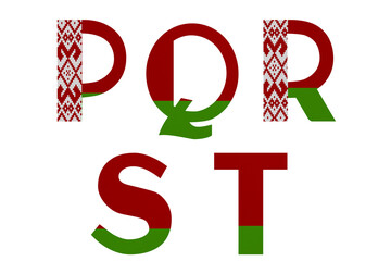 Fototapeta premium Universal Latin alphabet in colors of national flag. Belarus. Part 4