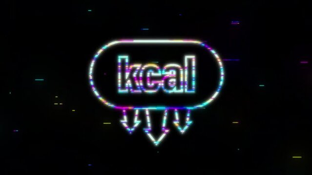 Kilocalorie neon emblem, kcal reduction. Zero calories diet program packaging. Motion Graphic
