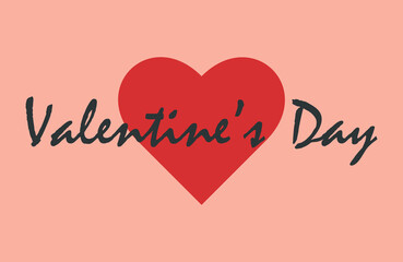 Heart icon with the inscription Valentines day on a pink background in flat style