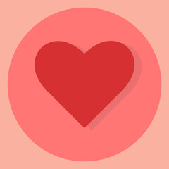 Heart icon on a pink background in flat style