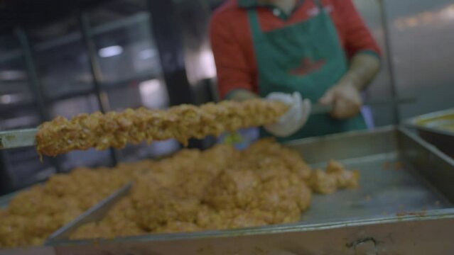 Turkish kebap before cooked. Hot Food