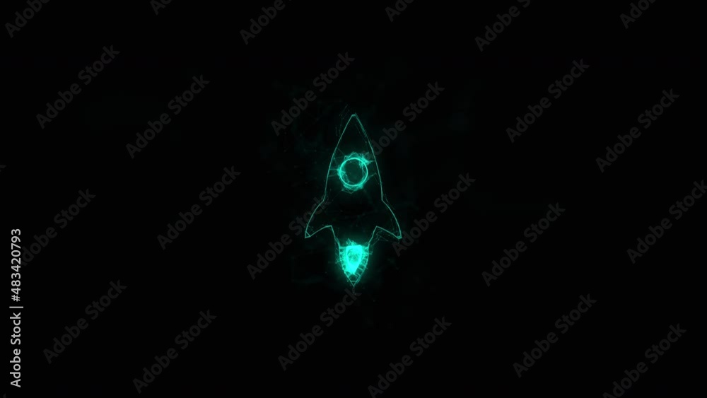 Fototapete Rocket ship icon with plexus effect. Connected lines with dots. Lines plexus