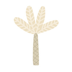 palm tree isolated on white background, childish illustration for designs and print