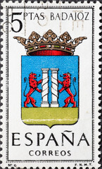 Spain - circa 1962 : a postage stamp from Spain, showing a coat of arms of the Provincial Arms-...