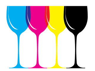 Colorful illustration of wine glasses