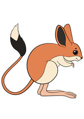 Cartoon animals. Little cute jerboa stands and smiles.