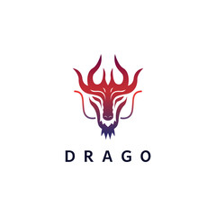 Dragon logo design with gradient red style color.