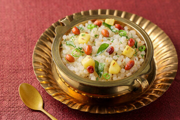 Sabudana Khichdi Sabudana khichri tapioca pearls cassava root sago Khichdi Mahashivratri Shivratri, Navratri Ram Navami festival fasting food sabudana usal. vegetarian Indian festival food snack