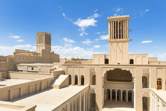 Courtyard of the castle Aghazadeh Mansion and wind catcher, Abarkook, Yazd Province, Iran