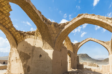 Ruins of ritual buildings near Dakhmeh Zoroastrian Tower of Silence, Yazd, Iran