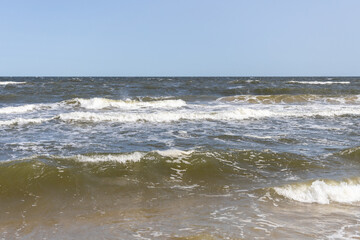 The waves in the seaside resort of Zinnowitz on the island of Usedom surround the great pier