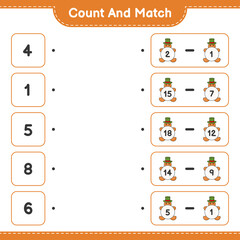 Count and match, count the number of Gingerbread Man and match with the right numbers. Educational children game, printable worksheet, vector illustration