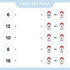 Count and match, count the number of Gift Box and match with the right numbers. Educational children game, printable worksheet, vector illustration