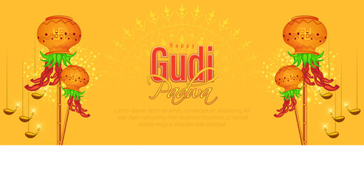 Fototapeta premium Gudi Padwa- VECTOR ILLUSTRATION OF Gudi Padwa. VECTOR 