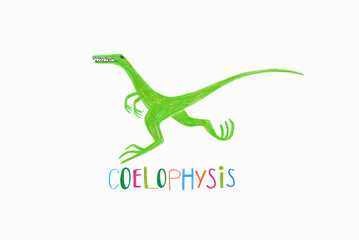 Kids illustration with Coelophysis dinosaur