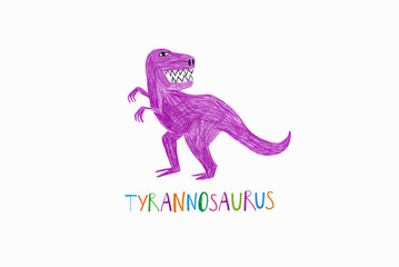 Kids illustration with Tyrannosaurus Rex dinosaur