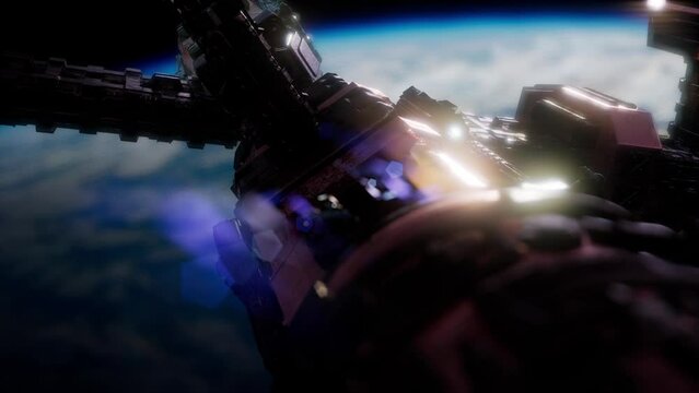 Earth and Spacecraft. space ship over the earth