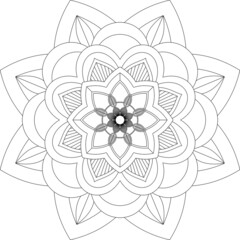 Circular pattern in form of mandala for Henna, Mehndi, tattoo, decoration. Decorative ornament in ethnic oriental style. Coloring book page.