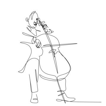 minimalist line art cellist playing cello clip art preview
