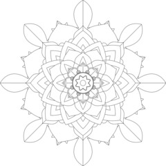 Circular pattern in form of mandala for Henna, Mehndi, tattoo, decoration. Decorative ornament in ethnic oriental style. Coloring book page.