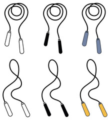 Jump Rope Clipart Set - Outline, Silhouette and Color