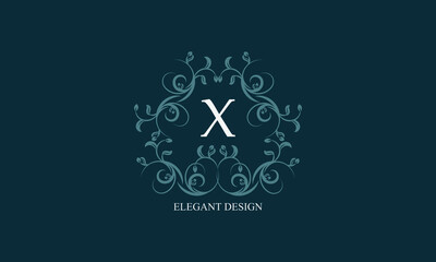 Exquisite logo with initials X. Exclusive monogram for restaurants, clubs, boutiques, cafes, hotel cards. Business style and brand of the company.