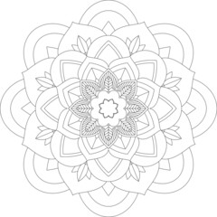 Circular pattern in form of mandala for Henna, Mehndi, tattoo, decoration. Decorative ornament in ethnic oriental style. Coloring book page.