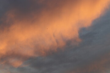 Orange light of Sunrise ,silhouette and clouds sky in the early morning