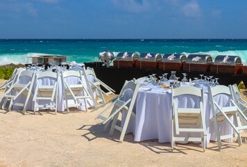 Beautiful location for your wedding banquet in front of the Caribbean Sea