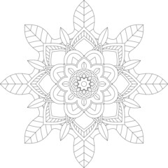 Circular pattern in form of mandala for Henna, Mehndi, tattoo, decoration. Decorative ornament in ethnic oriental style. Coloring book page.