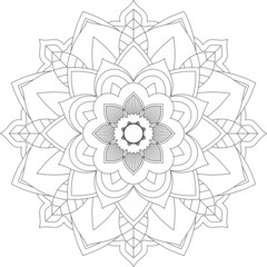 Circular pattern in form of mandala for Henna, Mehndi, tattoo, decoration. Decorative ornament in ethnic oriental style. Coloring book page.