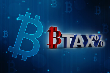 3d rendering bitcoin sign currency with tax
