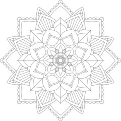 Circular pattern in form of mandala for Henna, Mehndi, tattoo, decoration. Decorative ornament in ethnic oriental style. Coloring book page.