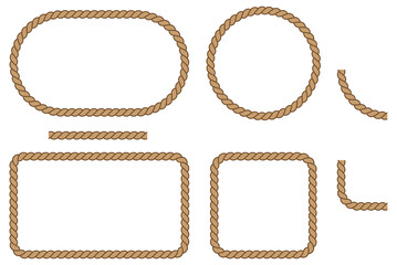 Rope Border Clipart Set - Circle, Square, Rectangle and Oval