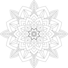 Circular pattern in form of mandala for Henna, Mehndi, tattoo, decoration. Decorative ornament in ethnic oriental style. Coloring book page.