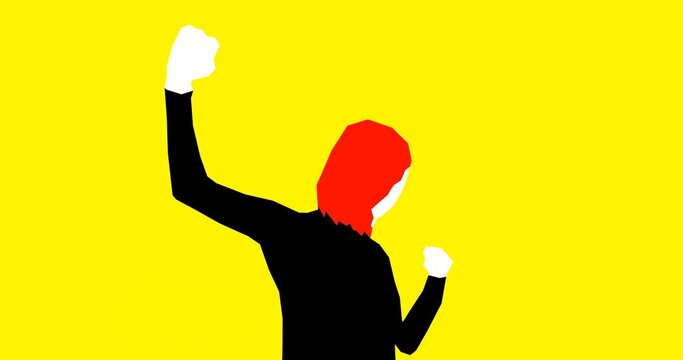 Stylish rotoscoping animation.Dancing positive Girl. Active emotional minimalist concept