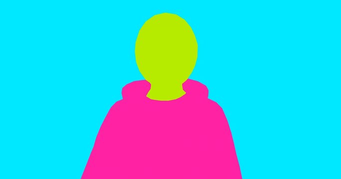 Stylish rotoscoping animation. Man silhouette with a circle instead of a head. Abstract emotional minimalist  concept