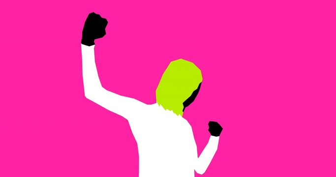 Stylish rotoscoping animation.Dancing positive Girl. Active emotional minimalist concept