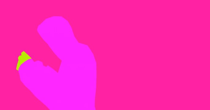 Stylish rotoscoping animation. Man silhouette in hoodie. Abstract emotional minimalist  concept