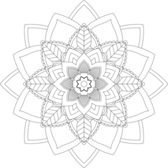 Circular pattern in form of mandala for Henna, Mehndi, tattoo, decoration. Decorative ornament in ethnic oriental style. Coloring book page.