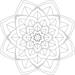 Fototapeta premium Circular pattern in form of mandala for Henna, Mehndi, tattoo, decoration. Decorative ornament in ethnic oriental style. Coloring book page.