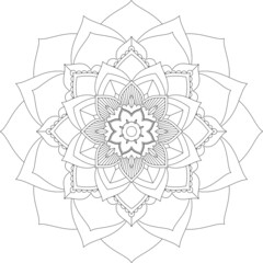 Circular pattern in form of mandala for Henna, Mehndi, tattoo, decoration. Decorative ornament in ethnic oriental style. Coloring book page.