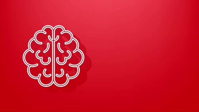 Brain Shadow icon. Digital brain in hand. Neural network. IQ testing. Brainstorm think idea. Motion Graphic