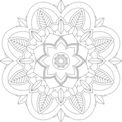 Circular pattern in form of mandala for Henna, Mehndi, tattoo, decoration. Decorative ornament in ethnic oriental style. Coloring book page.