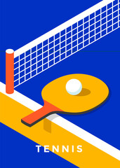 Ping-pong poster design. Table tennis cover. Vector flat illustration - obrazy, fototapety, plakaty
