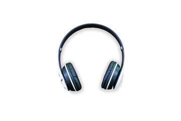 Top view of headphones on white background