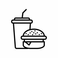 Fast Food Icon Burger And Drink Design Vector Logo Template Illustration Sign Symbol