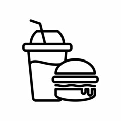 Fast Food Icon Burger And Drink Design Vector Logo Template Illustration Sign Symbol
