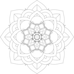 Circular pattern in form of mandala for Henna, Mehndi, tattoo, decoration. Decorative ornament in ethnic oriental style. Coloring book page.